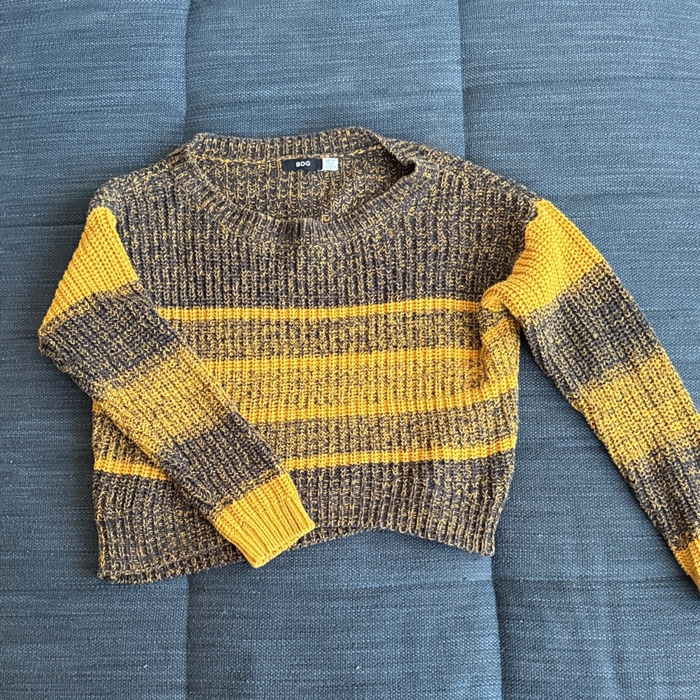 BDG Chunky Yellow & Black Stripe Crewneck Sweater